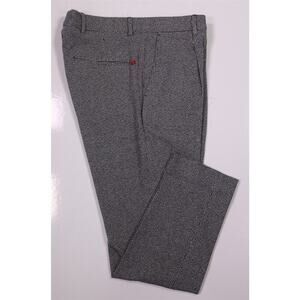 Manuel Ritz Blue/White Knit Woven Cotton Slim Fit Pleated Dress Pants 33x27